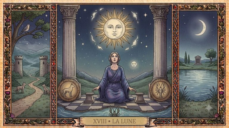 La Lune (Arcane XVIII) du Tarot de Marseille : La Nuit de l'Âme, l'Inconscient et la Maturation dans l'Ombre